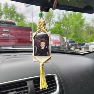 Macrame Polaroid photo hanger car charm